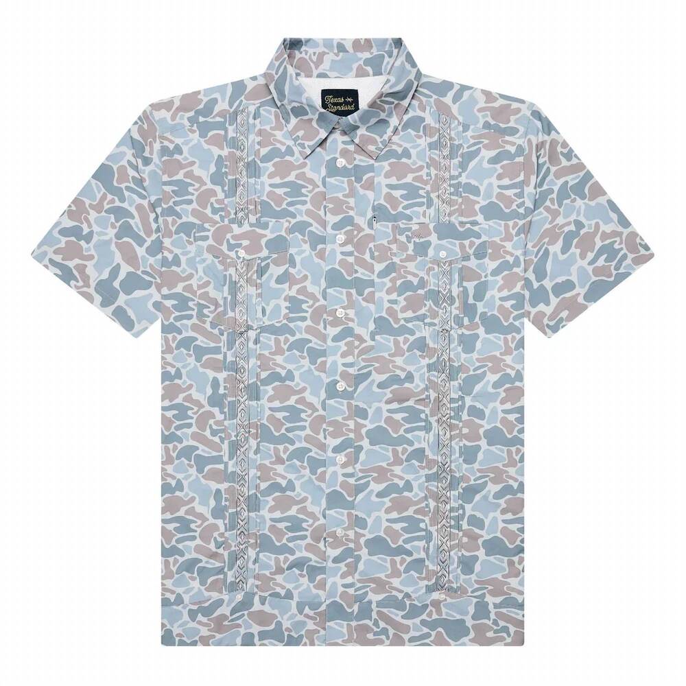 NEW TEXAS STANDARD men's guayabera libre shirt in camo frio